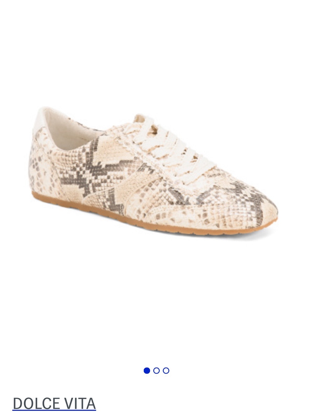 Dolce Vita Women’s Cream and Taupe Snake-Print Lace-Up Sneaker